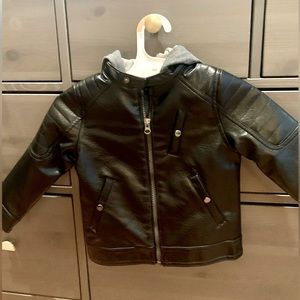 Art Class Toddler Kids Faux Leather Jacket with Hood Size 3T